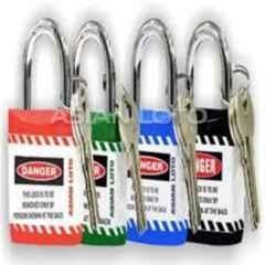 Asian Loto 4 Pcs Metal & Plastic Red, Green, Blue & Black Regular Shackle Jacket Padlock Set with 3 Keys, ALC-LPR
