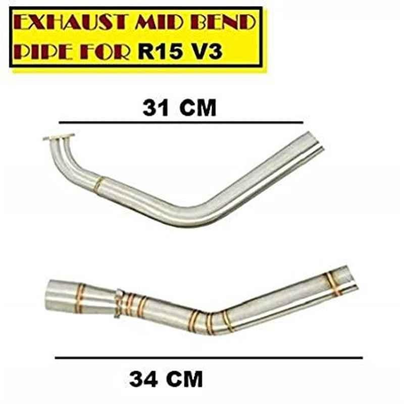 Meenu Arts World Mid Silencer Exhaust Bend Pipe for Yamaha R15 V3 Stainless Steel T-4 (Pack of 2)-picture-43