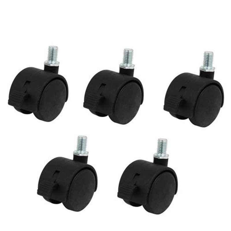 Nixnine Standard Office Revolving Chair Replacement Wheels with Lock, LK_BLK_5PS (Pack of 5)