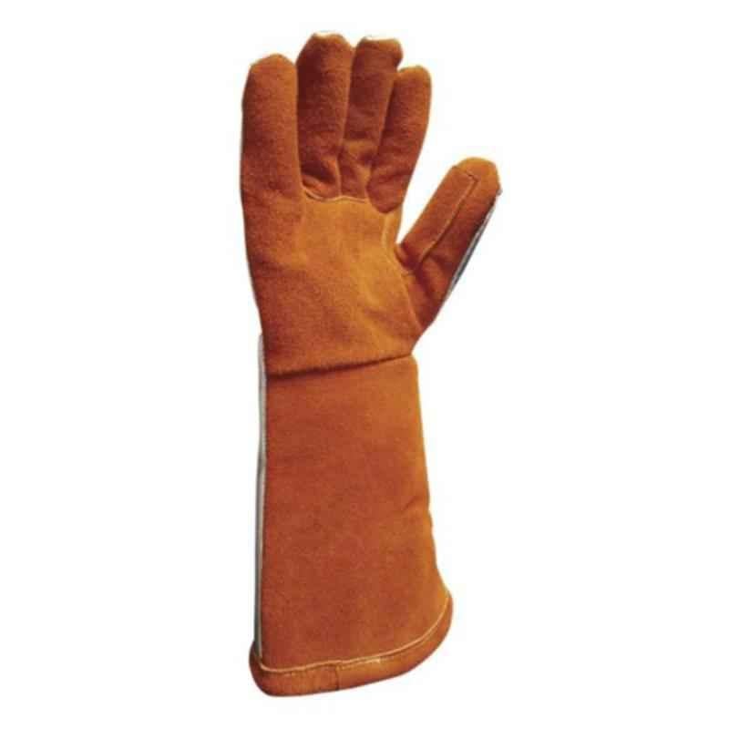 Deltaplus Leather Orange & Grey Heat Resistance Safety Gloves, TERK400, Size: 10