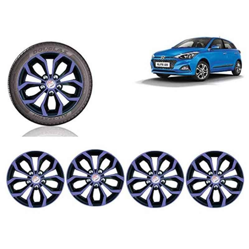Auto Pearl 4 Pcs 14 inch Violet & Black ABS Press Type Hubcap Wheel Cover Set with Retention Ring for Hyundai i20Elite2018