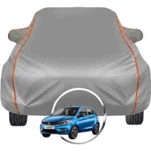 Allextreme Polyester Grey Piping Car Cover with Triple Stitched Reflective Piping for Tata Tiago Fits All Model & Year, TAT-TIAGO-BLK