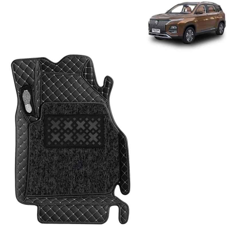 Kingsway 4 Pcs Premium 7D 100% Waterproof & Washable PU Leatherette Classic Black Car Floor Mat Set for Morris Garages MG Hector Plus 6 Seater 2022 to 2025