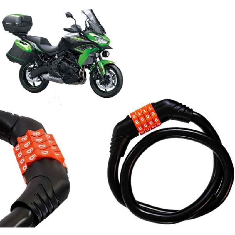 Auto Pearl Black & Orange 4 Digit Anti-Theft Combination Number Lock for Versys 650 BS6