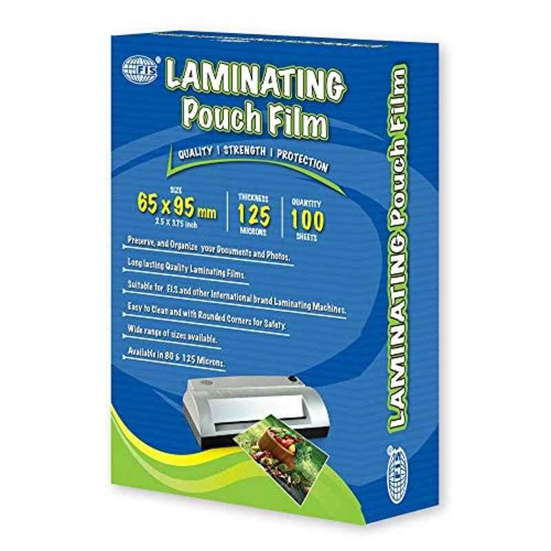 FIS 65x95mm 100 Sheets Laminating Films, FSLM65X95N