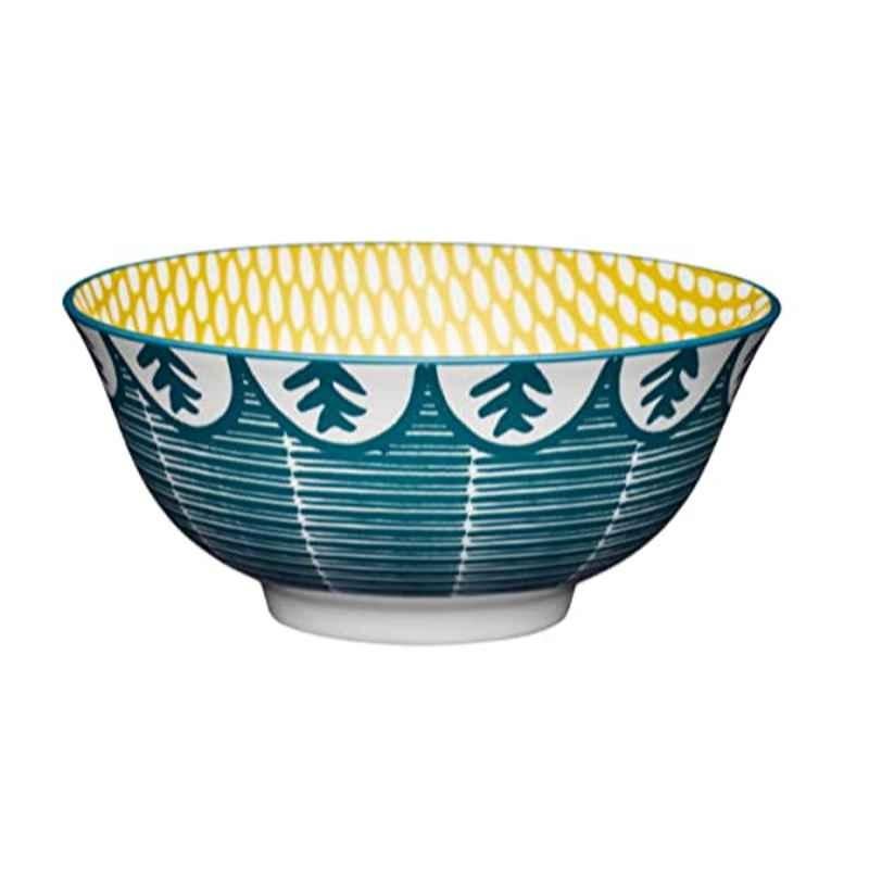 Kitchencraft Glazed 15.5x7.5cm Stoneware Leafy Green Bowl, 5028250833358
