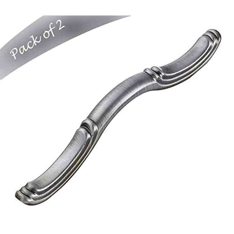 Aquieen 96mm Malleable Antique Silver Wardrobe Cabinet Pull Handle, KL-717-96 (Pack of 2)