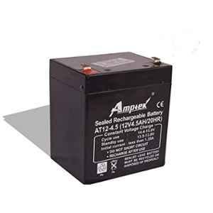Amptek 12V 4.5Ah Black Sealed Rechargeable SMF Industrial Battery, AT12-4.5