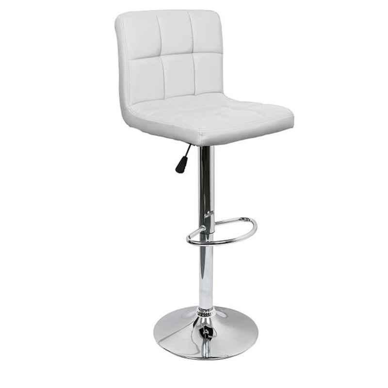 Chair Garage PU Leatherette White Adjustable Height Bar Stool, CG10 (Pack of 2)