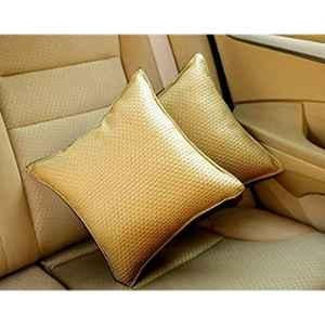 Kozdiko 2 Pcs Leatherette Fabric Vastra Beige Car Cushion Pillow Set for Maruti A Star