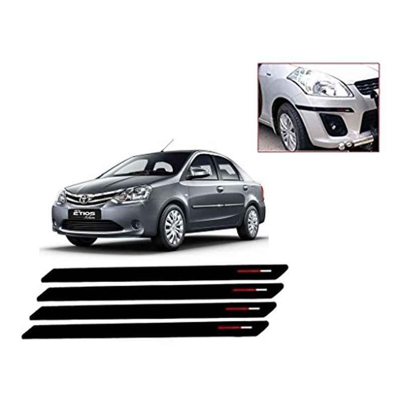 Kozdiko 4 Pcs Black & Red Bumper Protector Set for Toyota Etios