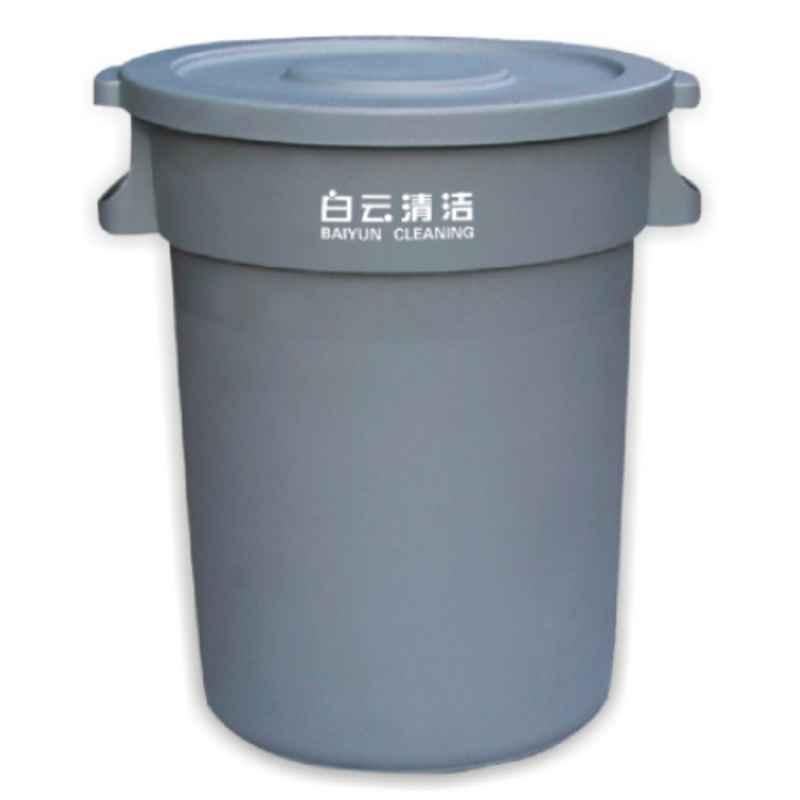 Baiyun 70x67x80cm 168L Gray Circular Garbage Can without Wheel Base, AF07508