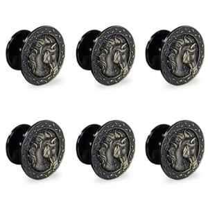 Plantex Horse Faces Knobs for Drawer | Kitchen Cabinet Knobs | Pulls Handles for Wardrobe Kitchen (Pack of 6) Brass-Antique