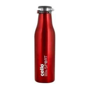 Cello Sprite 600ml Red Stainless Steel Vacuum Sports Bottle, 405CSSB0559 (Pack of 2)