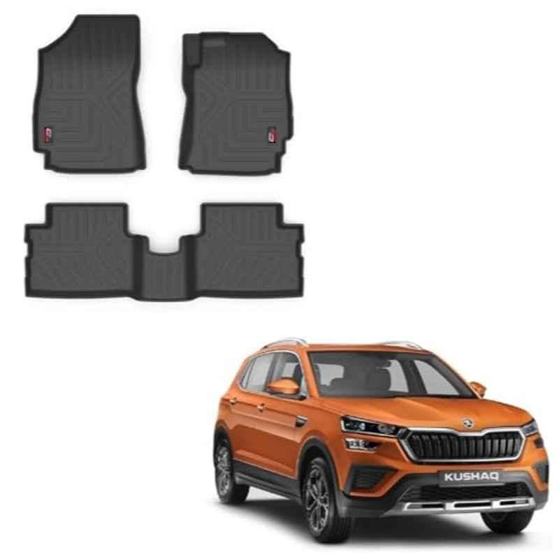 Kozdiko Thermoplastic Polyolefins 3D Life Long Car Floor Mat Set for Skoda Kushaq