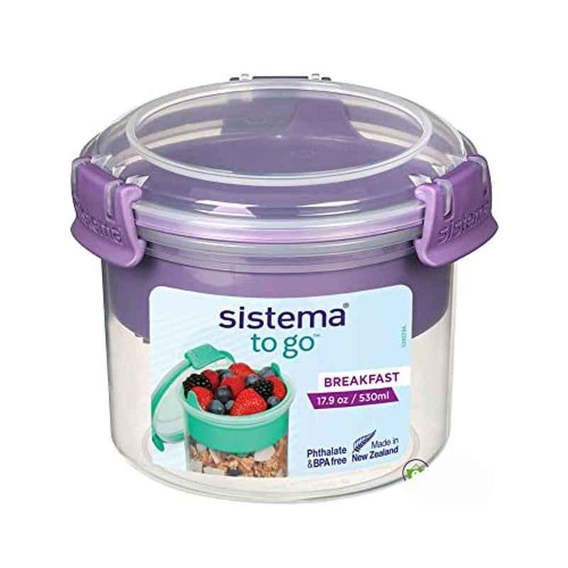 Sistema 530ml Plastic Purple To Go Breakfast Bowl, 21355