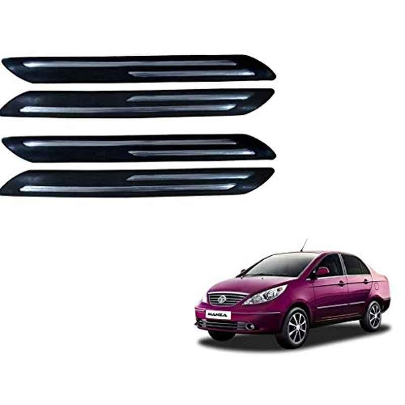 Kozdiko 4 Pcs Double Chrome Bumper Protector Black Set for Tata Manza