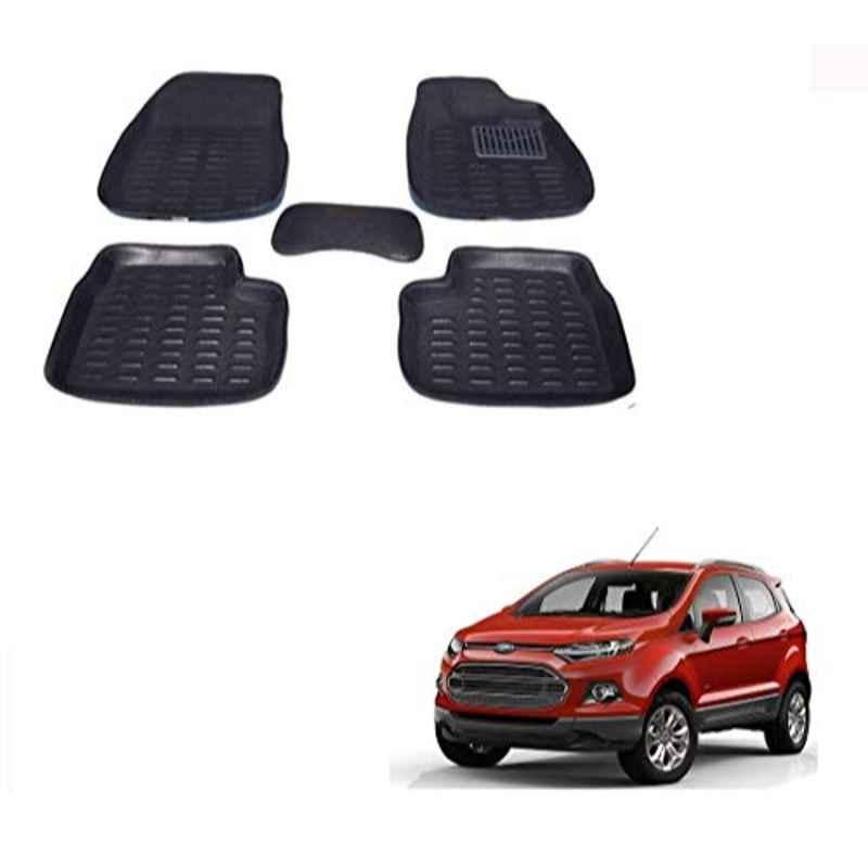 Kozdiko Thermoplastic Elastomer Black 3D Car Floor Mat Set for Ford EcoSport