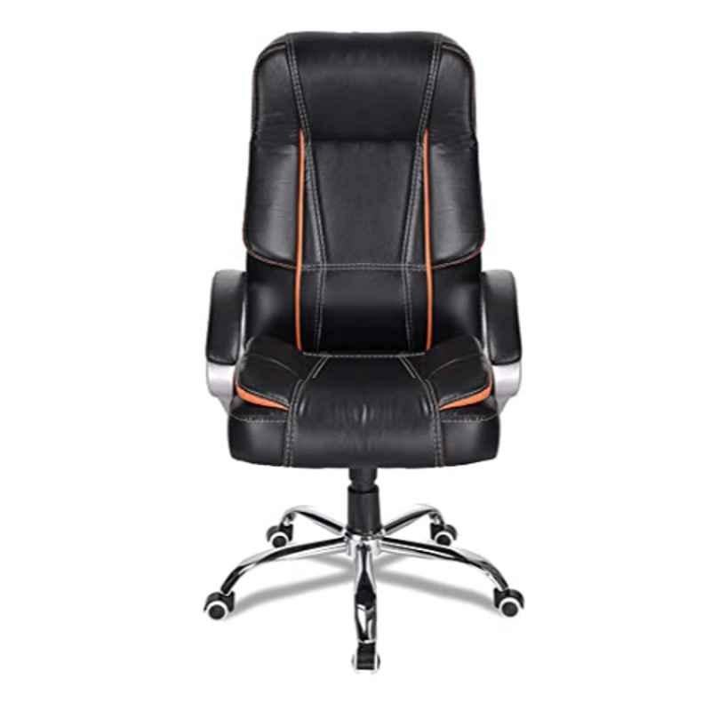 Chair Garage Leatherette Black & Orange Adjustable Height Office Chair with Back Support, CG156