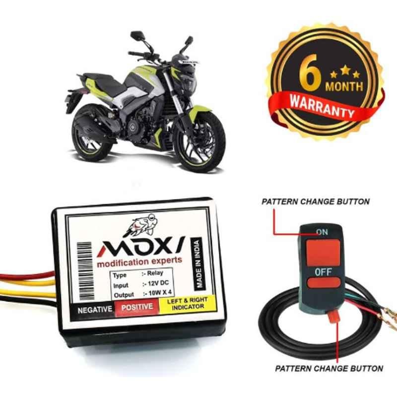 Auto Pearl 12V Black Front & Rear Flasher Indicator Light with Switch for Bajaj Dominar