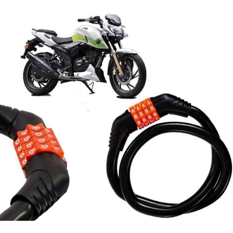 Auto Pearl Black & Orange 4 Digit Anti-Theft Combination Number Lock for Apache RTR 200 Fi E100