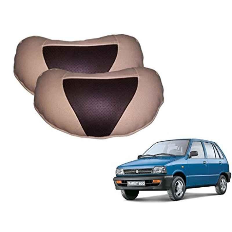 Kozdiko 2 Pcs Brown & Beige Neck Rest Set for Maruti Suzuki 800, koz_19455