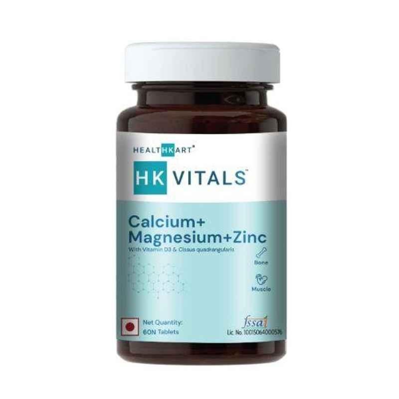 HealthKart HK Vitals 60 Calcium, Magnesium & Zinc Tablets with Vitamin D3, Calcium Supplement for Bone Health & Joint Support