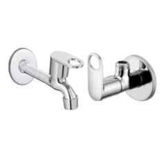 Fastgear 2 Pcs Prime Stainless Steel Silver Chrome Finish Bathroom Faucet Set, FG1412