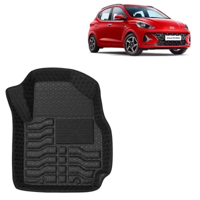 Kingsway 3 Pcs Premium 4.5D 100% Waterproof Tray Shape PVC Black Car Floor Mat Set for Hyundai Grand i10 Nios 2023 Onwards All Model