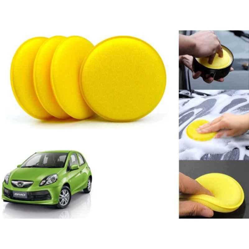 Auto Pearl Polyurethane Beige Washing & Waxing Polish Foam Sponge for Brio (Pack of 4)