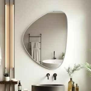 Plantex Glass Frameless Mirror for Wall/Triangle Mirror with Bevelled Smooth Edges for Bathroom/Dressing Room/Living Room/Bedroom/Entryway 24x18 inch