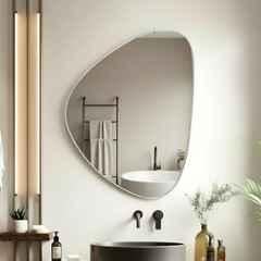 Plantex Glass Frameless Mirror for Wall/Triangle Mirror with Bevelled Smooth Edges for Bathroom/Dressing Room/Living Room/Bedroom/Entryway 24x18 inch