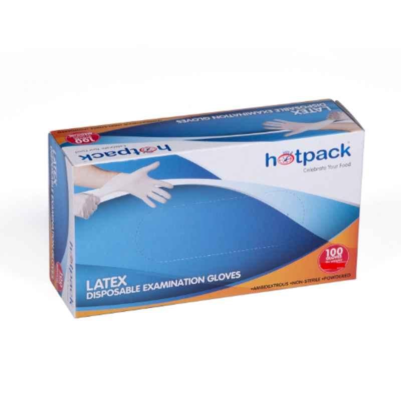 Hotpack 100Pcs Latex Gloves Box, Size: Medium (Pack of 10)