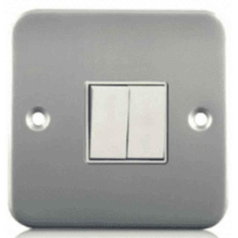 Micron 10A 2G 2 Way 230V Metal Grey Clad Switch, MME-MC004