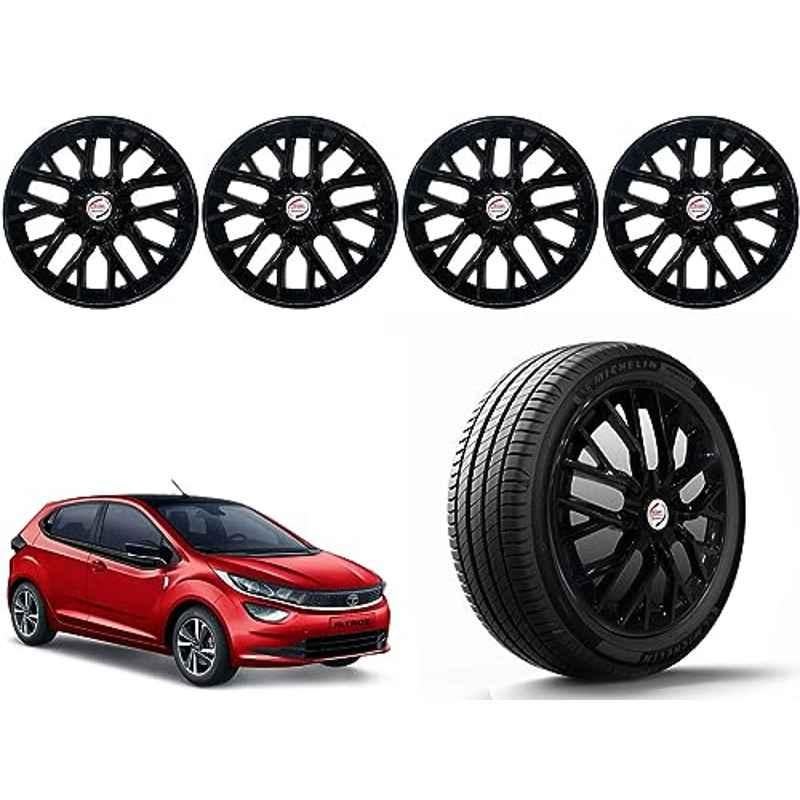 Auto Pearl 4 Pcs 14 inch Polypropylene Black Press Type Car Wheel Cover Set with Retention Ring for Tata Altroz, 14WC_Phoenix_Black_Altroz