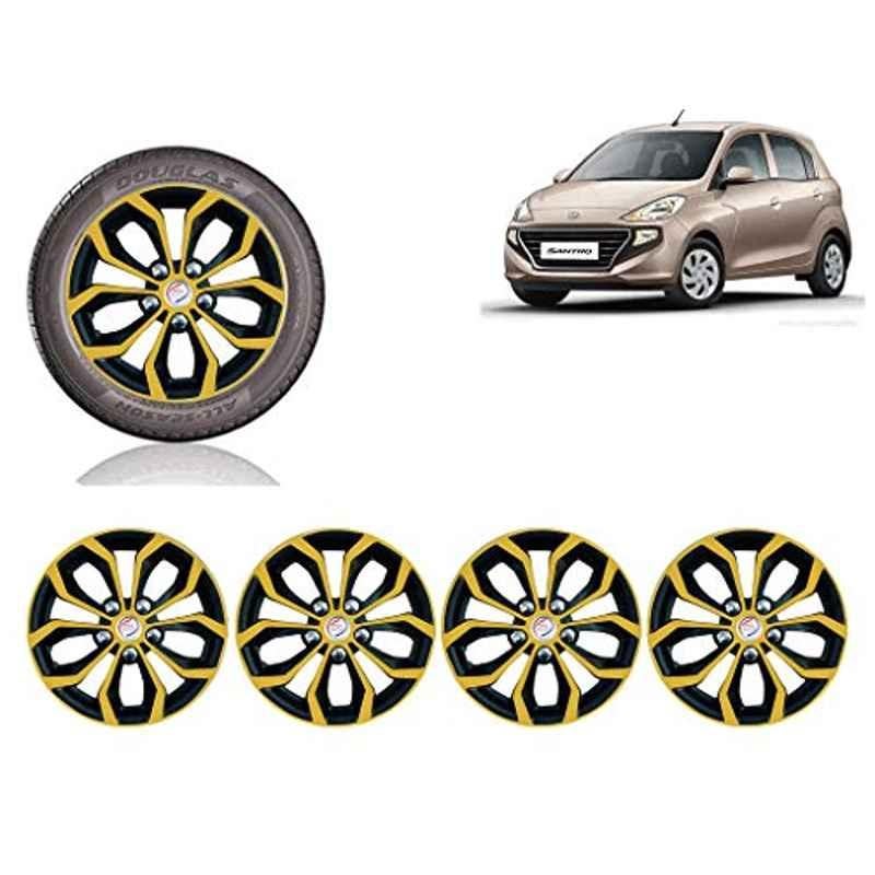 Auto Pearl 4 Pcs 13 inch ABS Golden & Black Car Wheel Cover Set for Hyundai Santro 2018 Dlite EraM