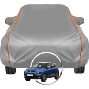 Allextreme Polyester Grey Car Cover with Triple Stitched Reflective Piping for Tata Punch Fits All Model & Year, TAT-PUNCH-BLK