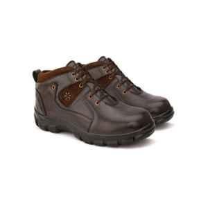 Enrich Field 63BR Pure Leather Anti-Skid Steel Toe Brown Safety Shoes, Size: 7