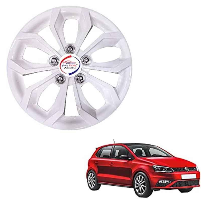 Auto Pearl 4 Pcs 15 inch ABS Pearl White BBR46 Hubcap Wheel Cover Set with Retention Ring for Volkswagen Polo