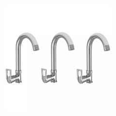 Fastgear Kubix Brass Chrome Finish Silver Sink Tap, FG1244 (Pack of 3)