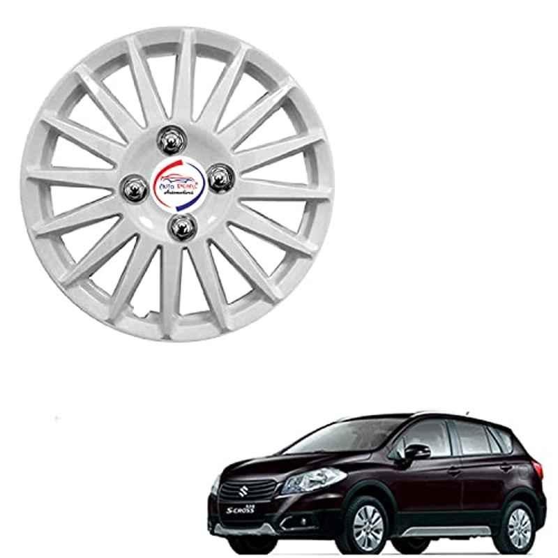 Auto Pearl 4 Pcs 15 inch ABS Camry Silver Press Type Hubcap Wheel Cover Set with Retention Ring for Maruti Suzuki S Cross
