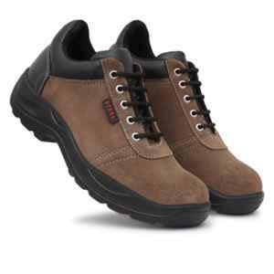All Safe Genuine Leather Steel Toe Sports Look Brown Safety Shoes, Sabar Tiger 20000, Size: 7