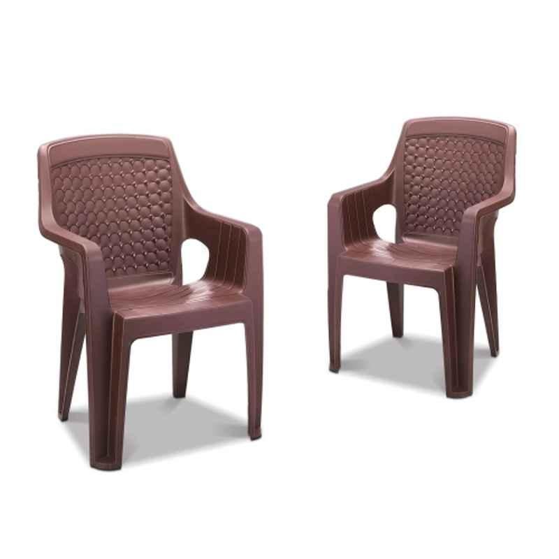 Maharaja Safari111 560x565x840mm Plastic Brown Armrest Chair (Pack of 2)