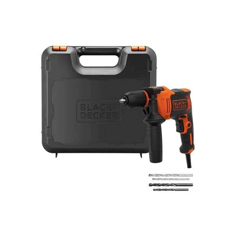 Black & Decker 710W 13mm Orange & Black Hammer Drill Kit, BEH710K-GB