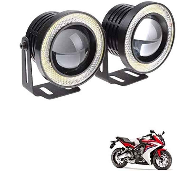 Kozdiko 2 Pcs 15W 3.5 inch High Power White LED Projector COB Fog Light Set with White Angel Eye Ring for Honda CBR 650F, koz_88373
