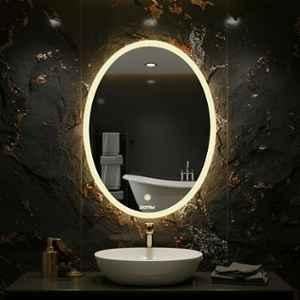 Plantex 18x24 inch Oval LED Bathroom Mirror with 3 Tone/Designer Mirror for Living Room/Bedroom/Dressing Room
