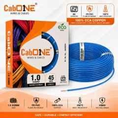 CabONE Lite 1 Sqmm Blue Single Core FR PVC Insulated CCA Copper Electrical Wire, Length: 45 m