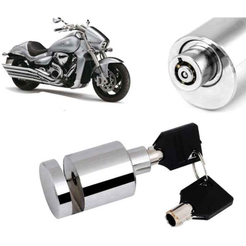 Auto Pearl Stainless Steel Silver Heavy Duty Anti Theft Motorcycle Disc Brake Lock, Lock-421