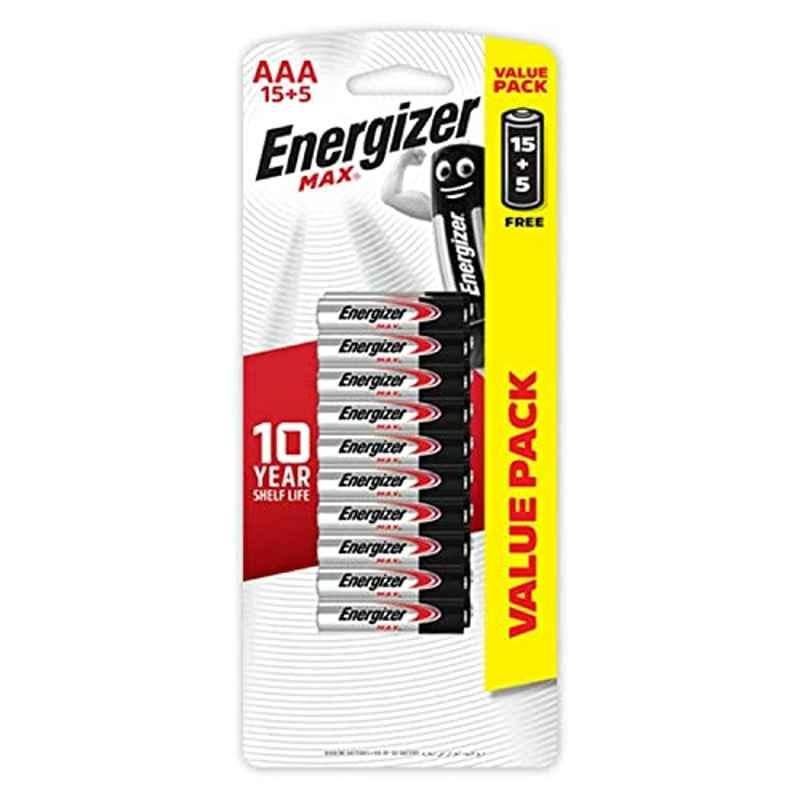 Energizer 20 Pcs E92HP 1.5V AAA Black Alkaline Batteries Set