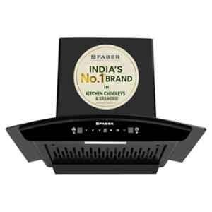 Faber Marcus HC SC BK FL 60 60cm 1300 m3/hr Black Filterless Auto Clean Curved Wall Mounted Kitchen Chimney with Touch, Gesture Control & 2 Years Warranty, 325.0720.467